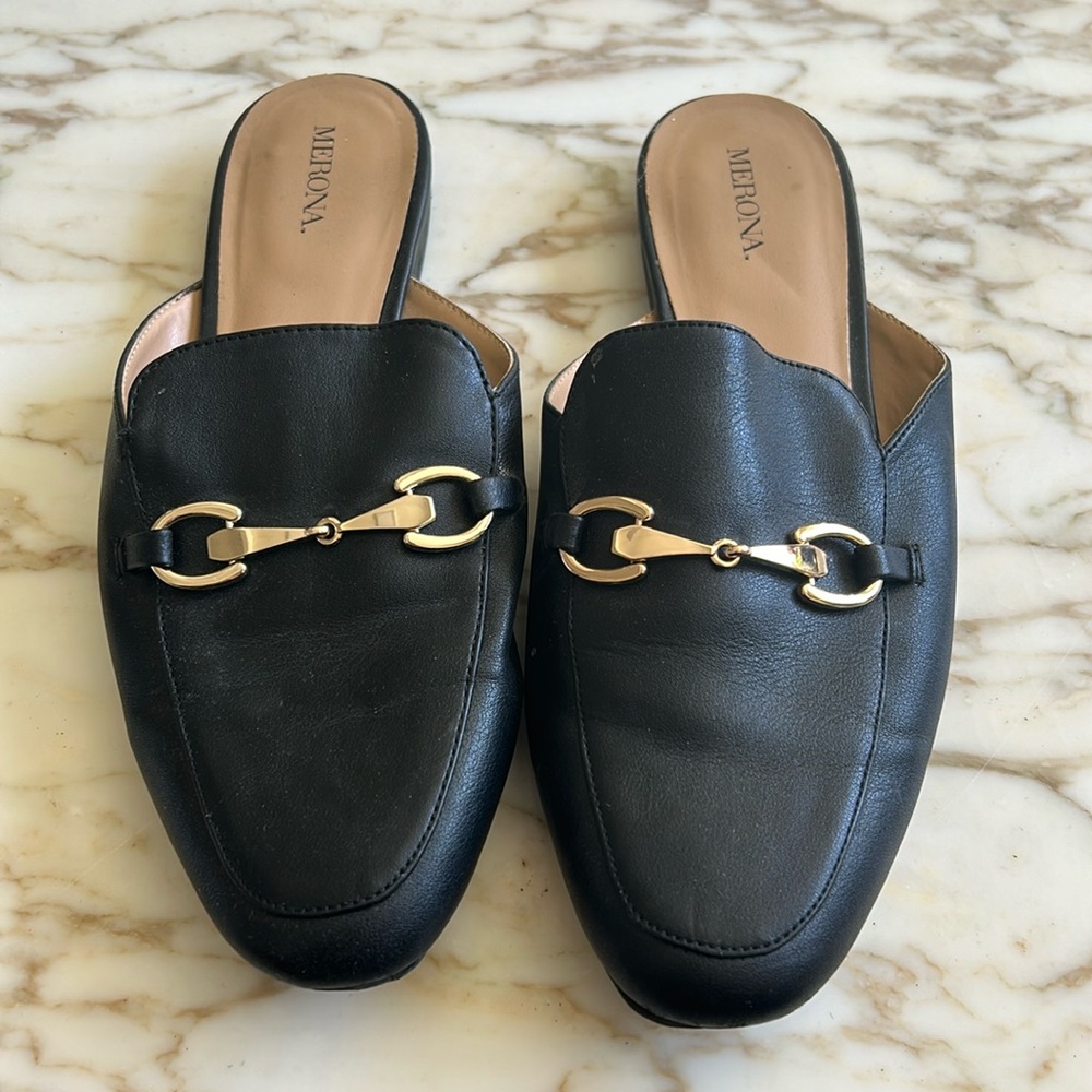 Merona Black Slip-On Mules Size 9.5